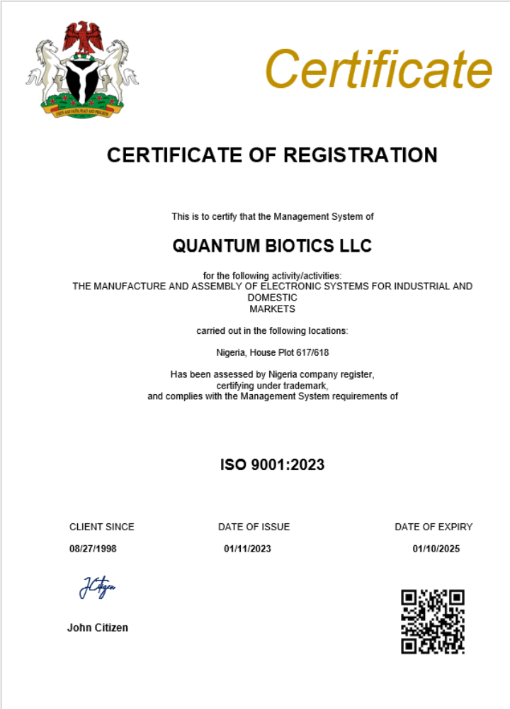 Nigeria business registration certificate Word and PDF template